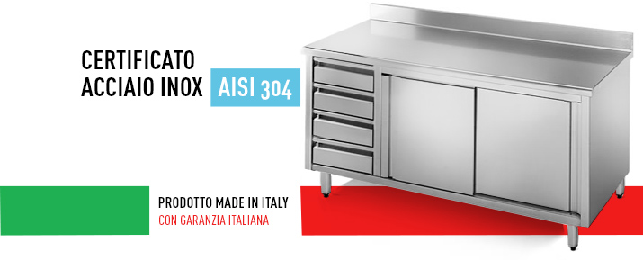 ZeroInox Tavolo Acciaio Inox Professionali 1 ripiano Piano di Lavoro Cucina  Ristorante Bar 120x60 : : Commercio, Industria e Scienza