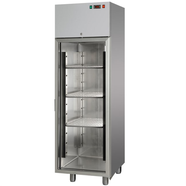 Armadio  Refrigerato in Acciaio inox -18/-22°C 400 lt e porta in vetro