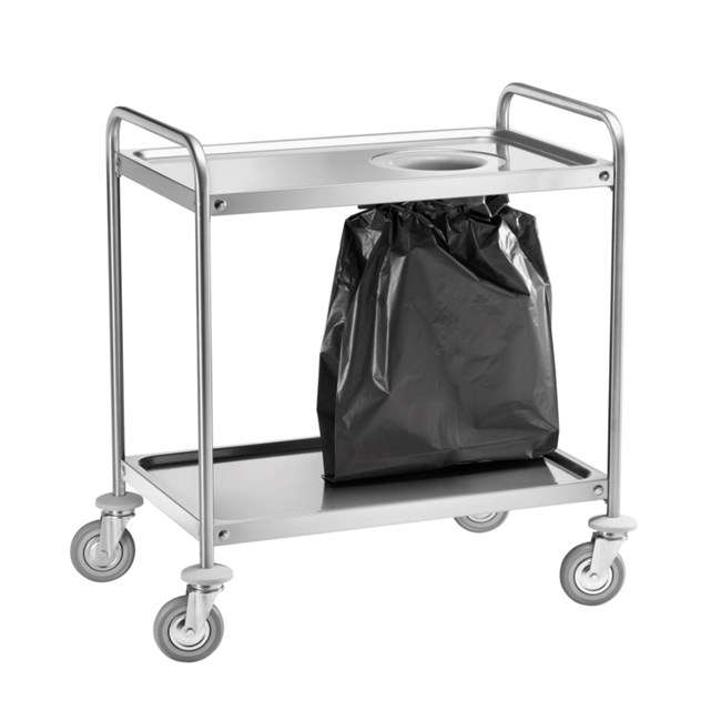 Carrello di servizio inox porta rifiuti 110x60x94h