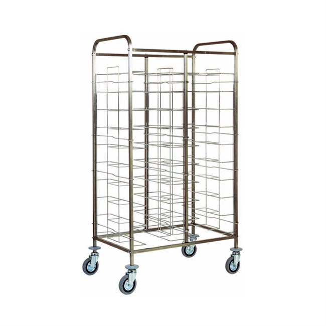 Carrello portavassoi inox con guide cromate 95x62x175h