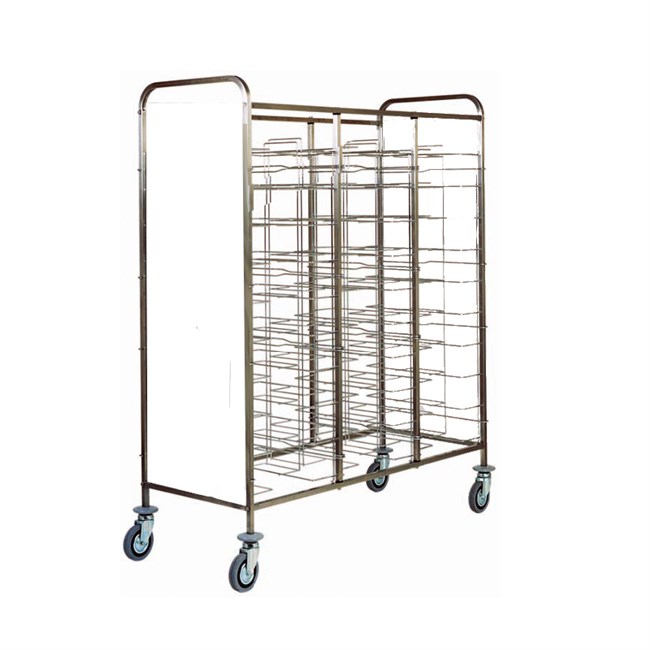 Carrello portavassoi inox con pannelli laterali 138x62x175h