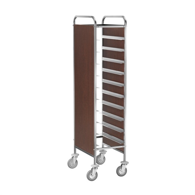 Carrello portavassoi inox pannelli laterali wengè 38x62x175h