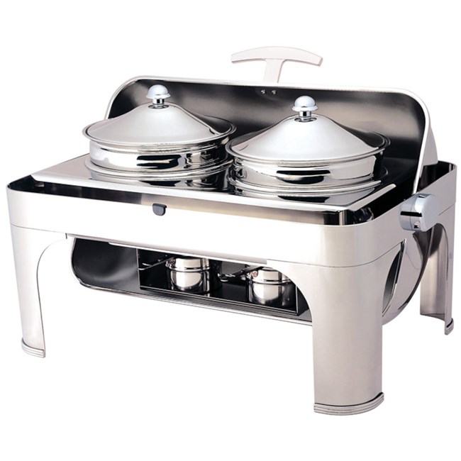 Chafing dish inox coperchio roll top e pentole da 4,6 L