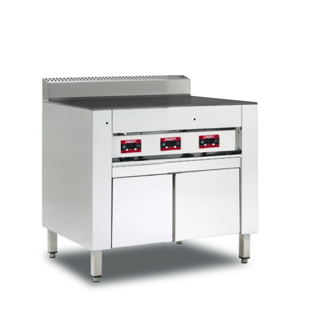 Cuocipiadina elettrico armadiato 2 sportelli inox piastra in ferro