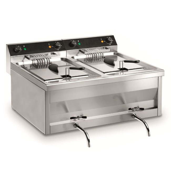 Friggitrice elettrica professionale in acciaio inox 12+12 lt