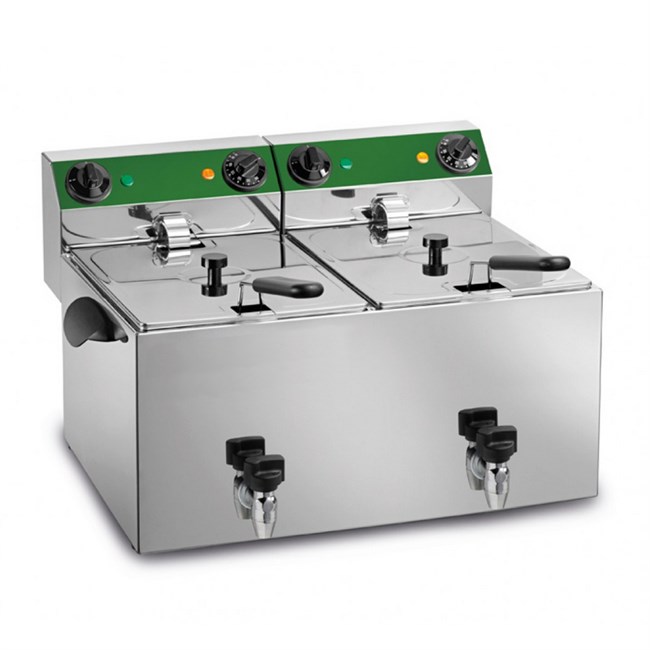 Friggitrice inox professionale doppia da banco 8+8 lt 