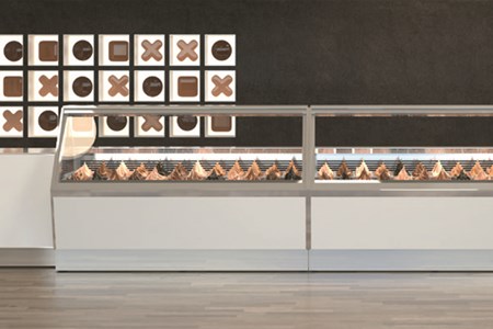 Vetrina gelato design attuale e moderno