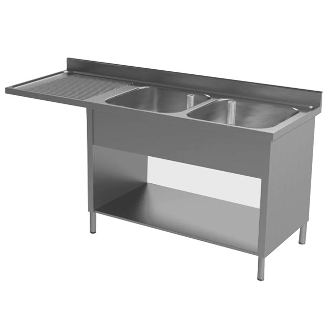 Lavatoio inox vano lavastoviglie sx su fianchi due vasche 