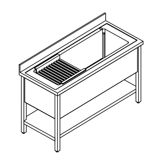 lavatoio inox macero e lavaggio pentole con ripiano, una vasca