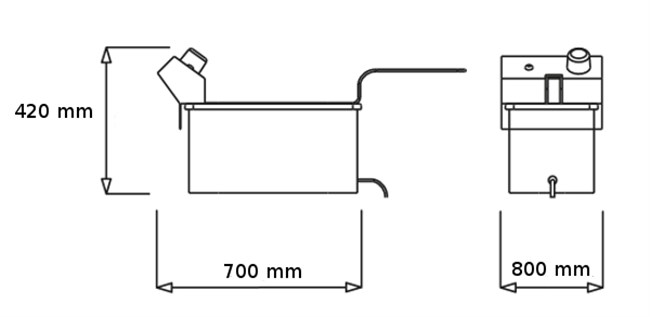 misure friggitrice elettrica professionale da banco 12+12 lt