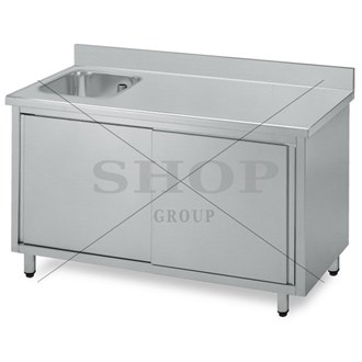 Tavolo chef Inox Armadiato con vasca sx e alzatina 