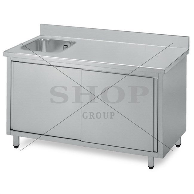 Tavolo chef Inox Armadiato con vasca sx e alzatina 