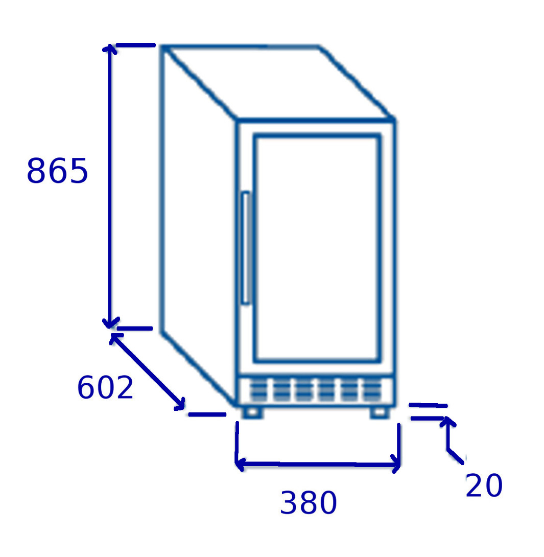 Cantinetta vini refrigerata ventilata CW37G1TB Klimitalia,1 porta a sfioro,  mensole in legno, lt 88/cap.